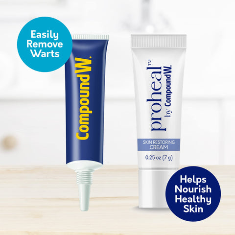 Compound W Total Care Wart Remover with Proheal Cream for Skin - 0.25 oz and Maximum Strength Fast Acting Salicylic Acid Gel - 0