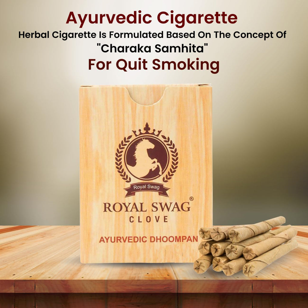 ROYAL SWAG Ayurvedic & Herbal Long Filtered Bidi Smoke (Pack of 5 X 20 Bidi Sticks Per Pack) with 12 ml Shot to Stop Nicotine Cr