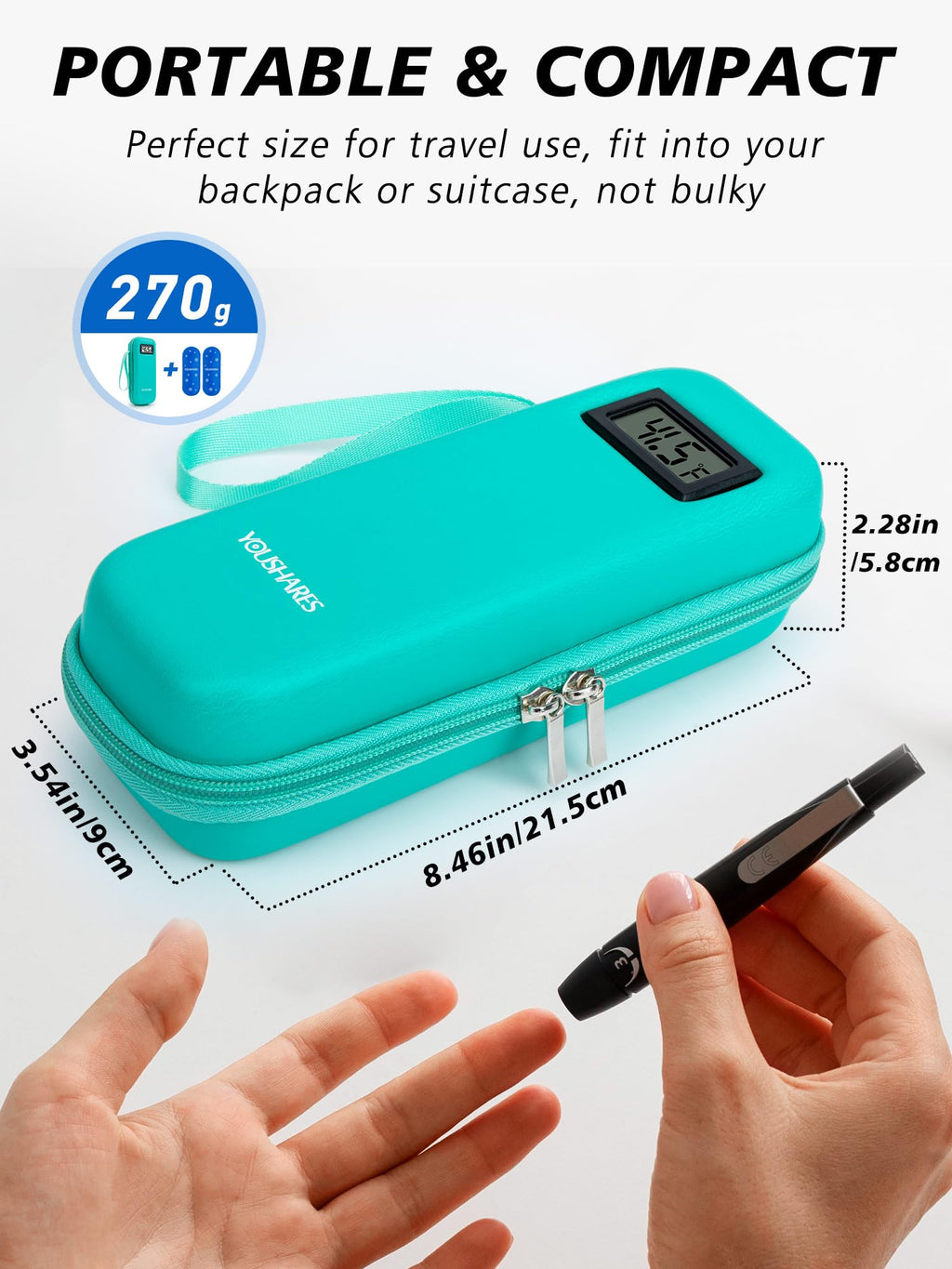 YOUSHARES Insulin Cooler Travel Case with Temperature Display - Refrigerated Medicine Cooler Travel Case Diabetic Travel Case wi