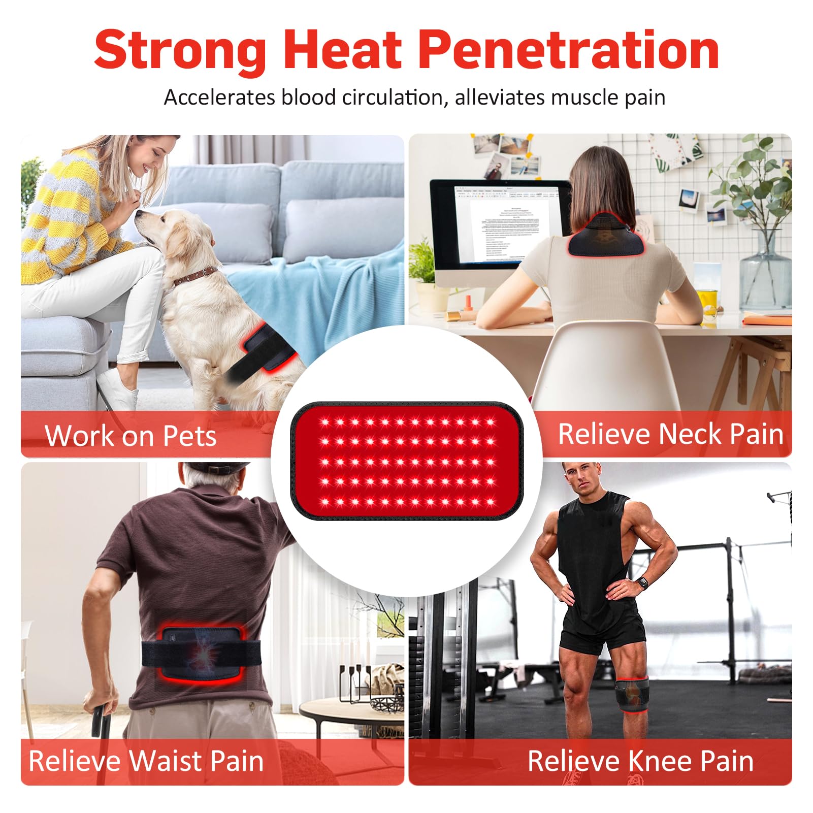Red Light Therapy Belt, Infrared Light Therapy for Body, Wearable Wrap with Timer for Back Shoulder Waist Muscle Pain Relief, Im