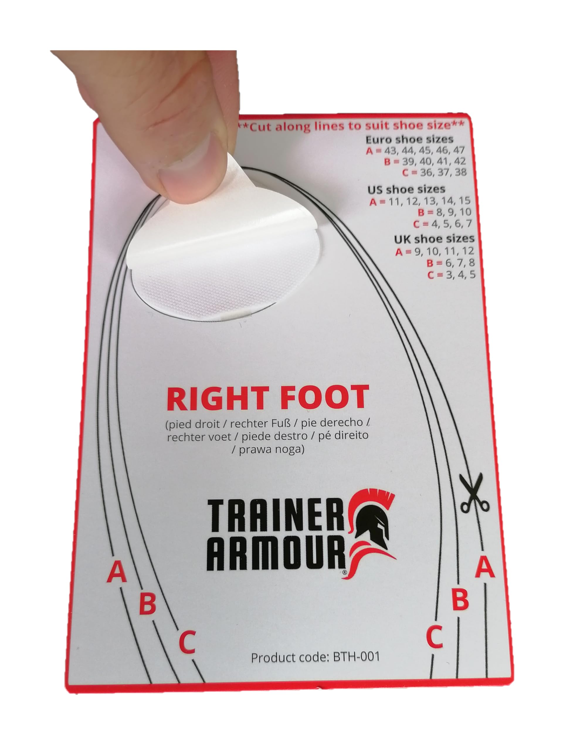 Trainer Armour - Big Toe Hole Preventer, self-Adhesive Patches with a Clever applicator - Shoe Toe Burst Toe Box Blowout Prevent