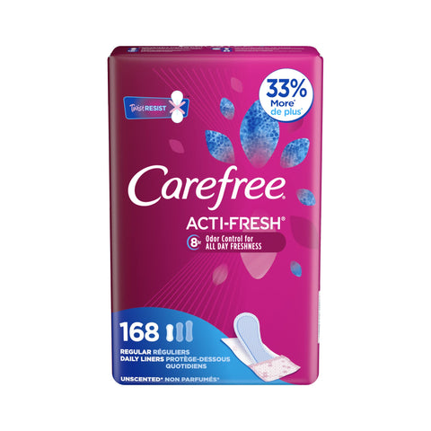 Carefree Acti-Fresh Twist Resist Freedom Fit Regular Unscented Liners to Go, White, 168 Count