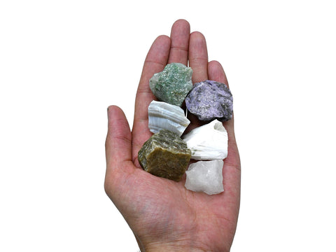 Crystals for Emotional Trauma Manifestation, Set of 6 Lepidolite, Green Aventurine, Scolecite, Vesuvianite, Lace Agate and Clear