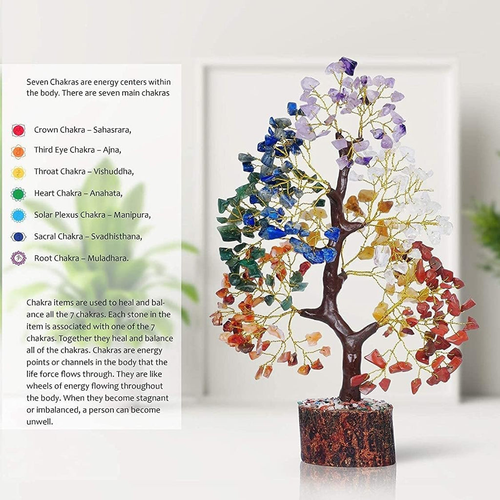 YATSKIA 7 Chakra Tree of Life, Crystals and Healing Stones, Birthday Gifts for Women - Crystal Tree for Positive Energy, Home Of