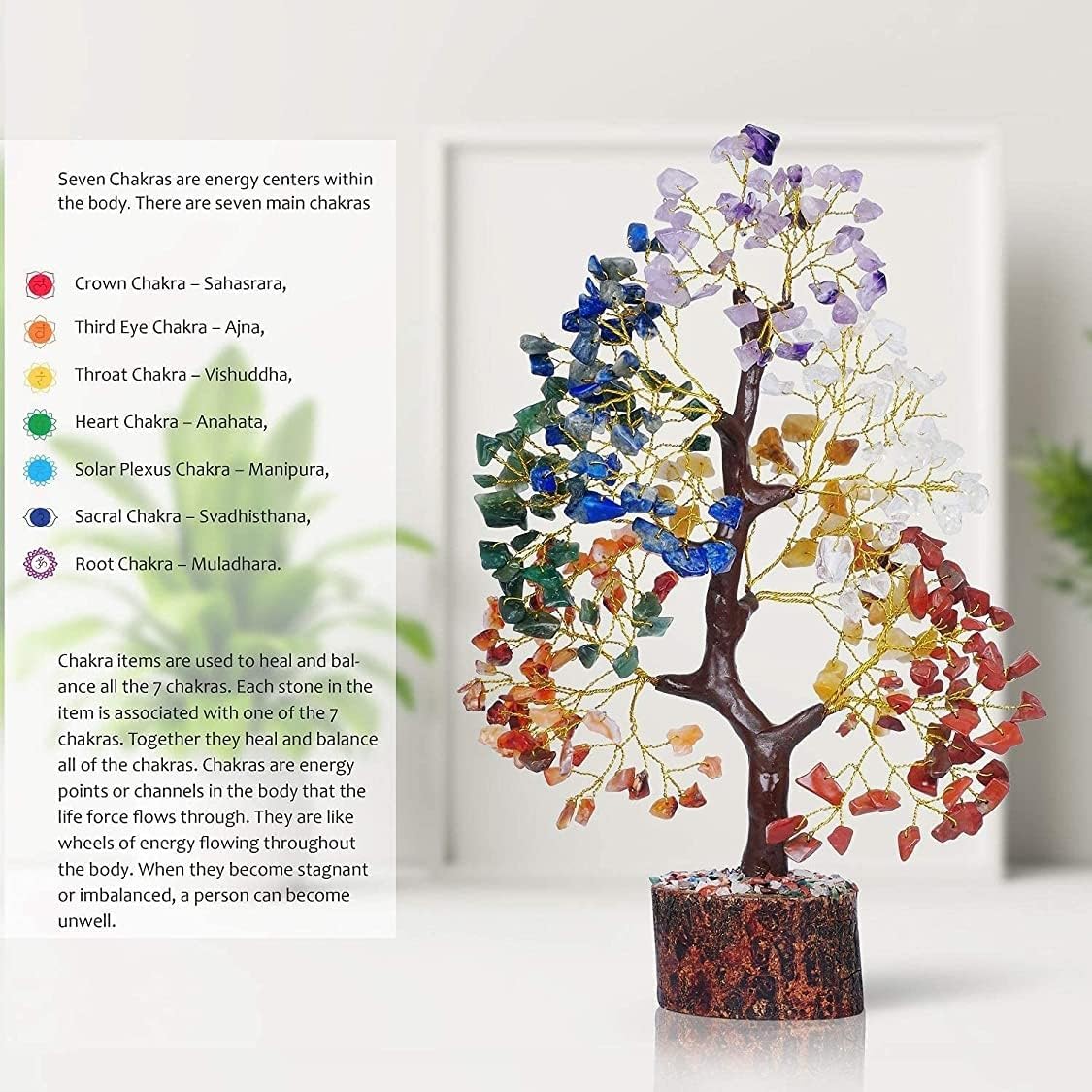 YATSKIA 7 Chakra Tree of Life, Crystals and Healing Stones, Birthday Gifts for Women - Crystal Tree for Positive Energy, Home Of