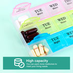 Large Weekly Pill Organizer 3 Times A Day, Moisture-Proof 7 Day Pill Box, Travel Pill Cases Portable for Pills Vitamin Fish Oil