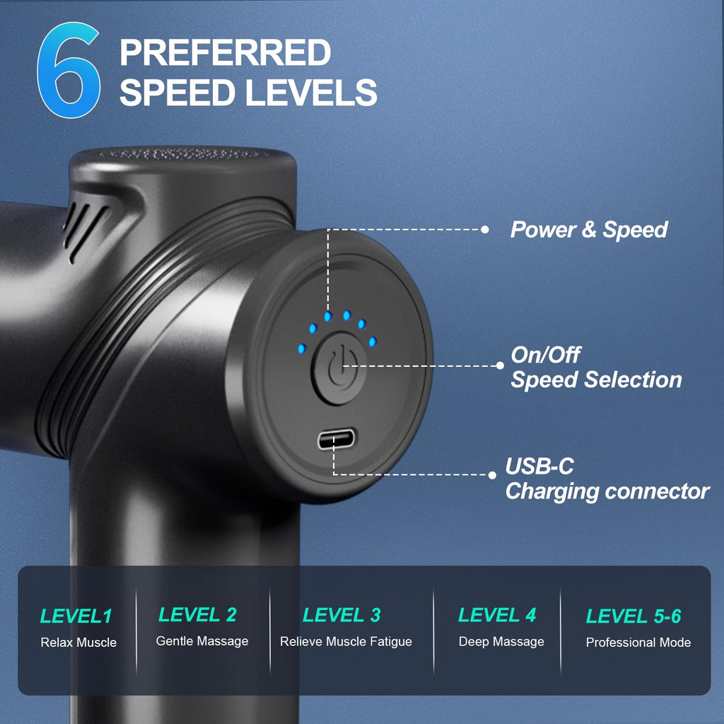 LEERCON Massage Gun Deep Tissue Electric Massagers Mini Massage Gun Travel with 4 Massage Heads Muscle Percussion Massager Gun G