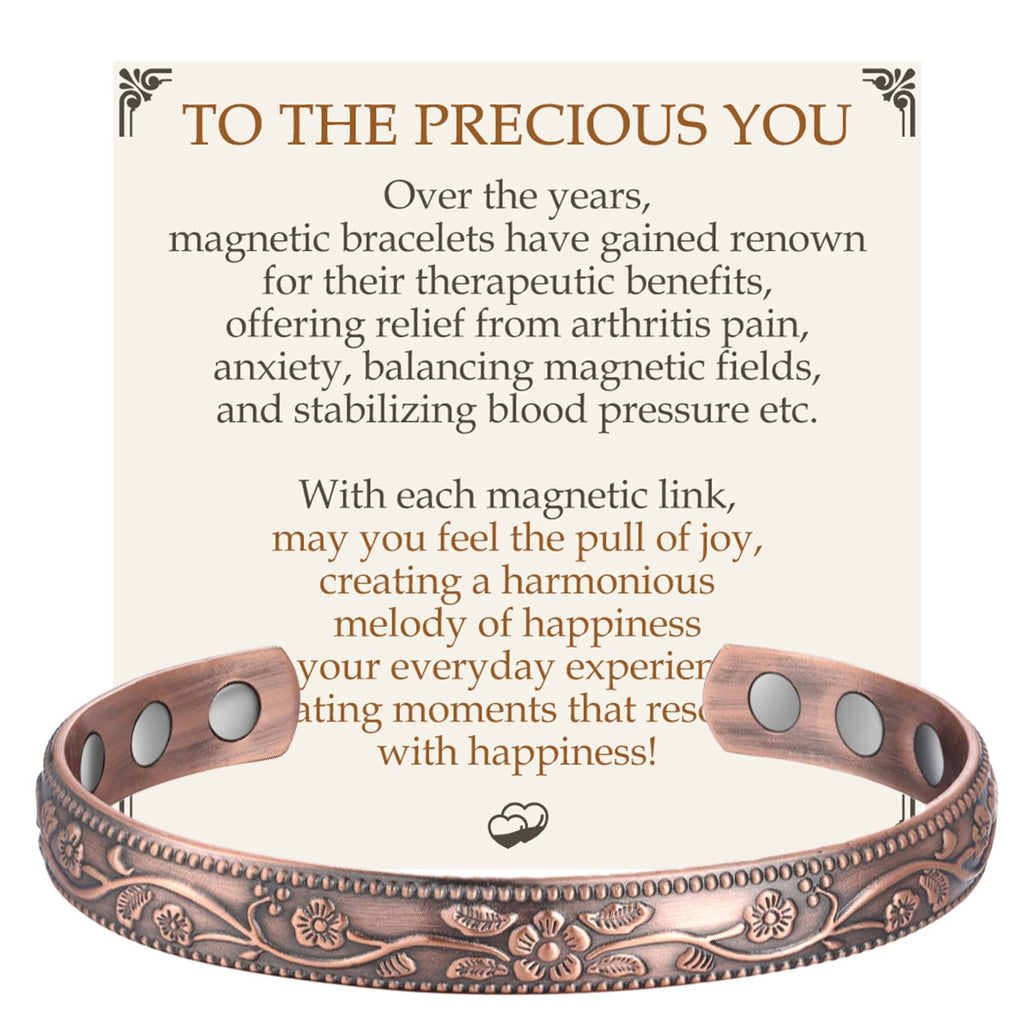 Feraco Copper Bracelet for Women, Ultra Strength Magnetic Bracelets, 99.99% Pure Copper Cuff Bangle with 3500 Gauss Neodymium Ma