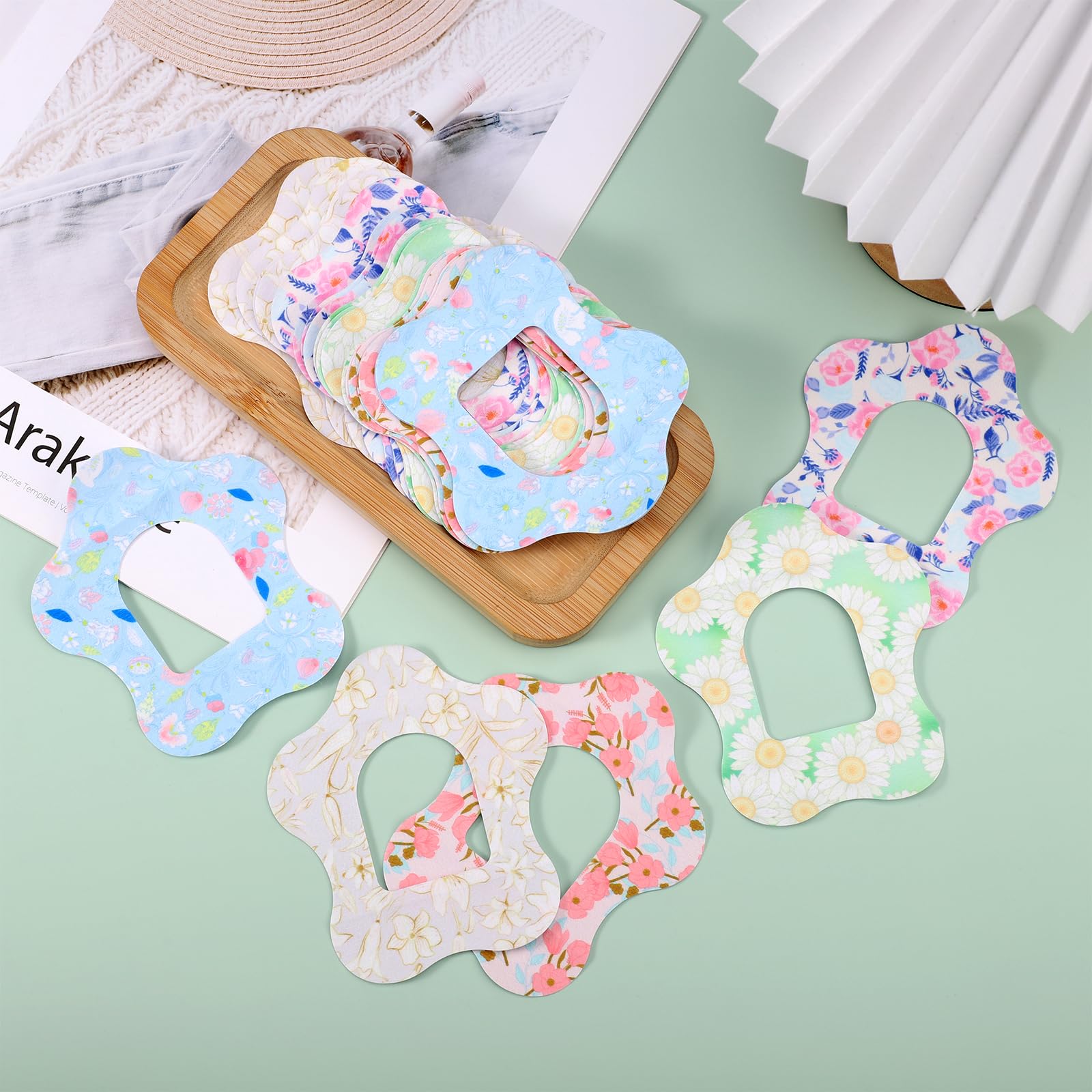 25pcs Adhesive Patches for Omnipod 5, 5 Styles Flower Shape Prints CGM Cover, Breathable Waterproof Skin Grip Insulin Monitor Ov