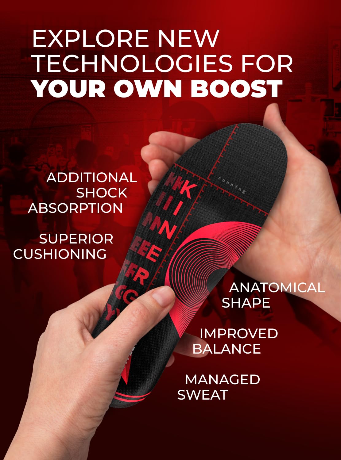 Running Athletic Shoe Insoles Men Women - Sport Insole - Shock Absorption Inserts - Walking Hiking Hockey Tennis Basketball - Or