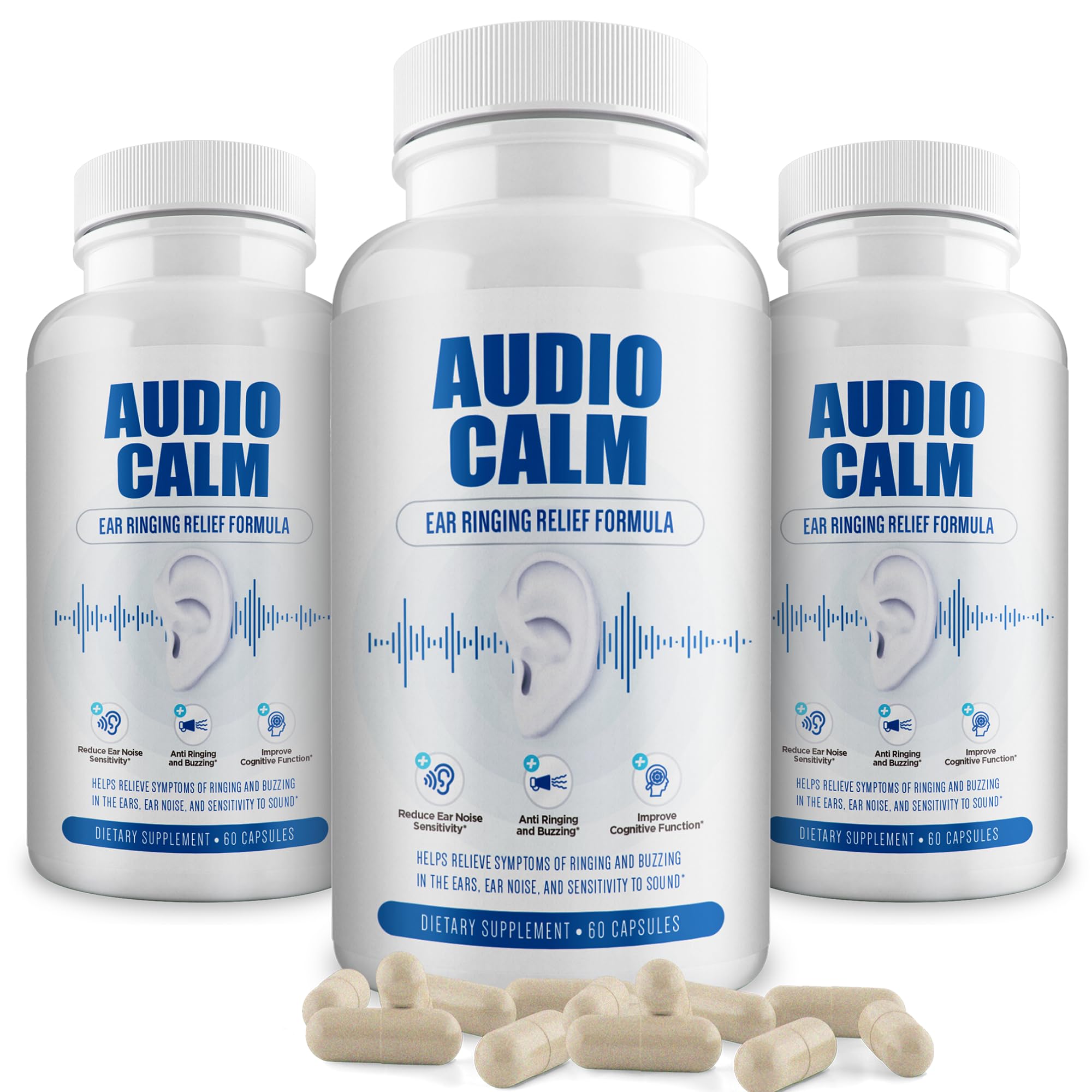BACTICURE Audio Calm - Tinnitus Relief Supplement | Natural Stop Tinnitus Solution - Relieves Ear Ringing, Buzzing, Clicking | 6