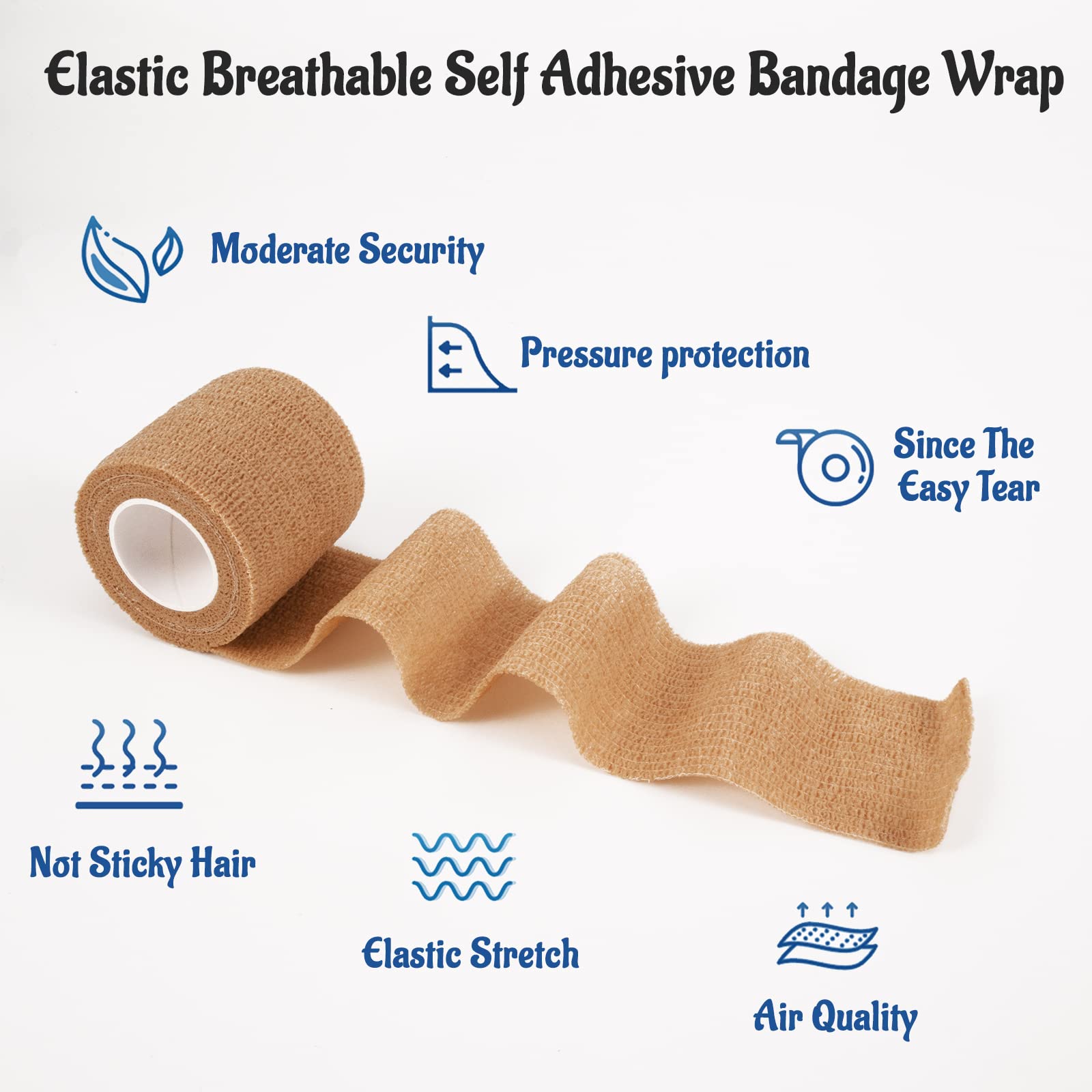 24 Pack 2    x 5 Yards Self Adhesive Bandage Wrap Athletic Elastic Breathable Cohesive Bandage Wrap Rolls for Stretch, Sports, F