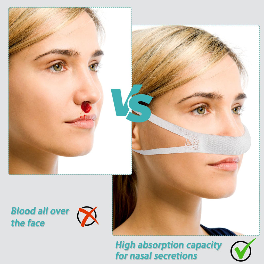 Elastic Nose Bandage, External Nasal Bandage Dressing Holder with High Absorption Capacity for Nose, White(40 Pcs)