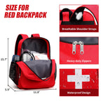 First Aid Backpack Emergency Medical Empty Waterproof Survival First Responder Trauma Bag Travel Home Outdoor Camping (Red)
