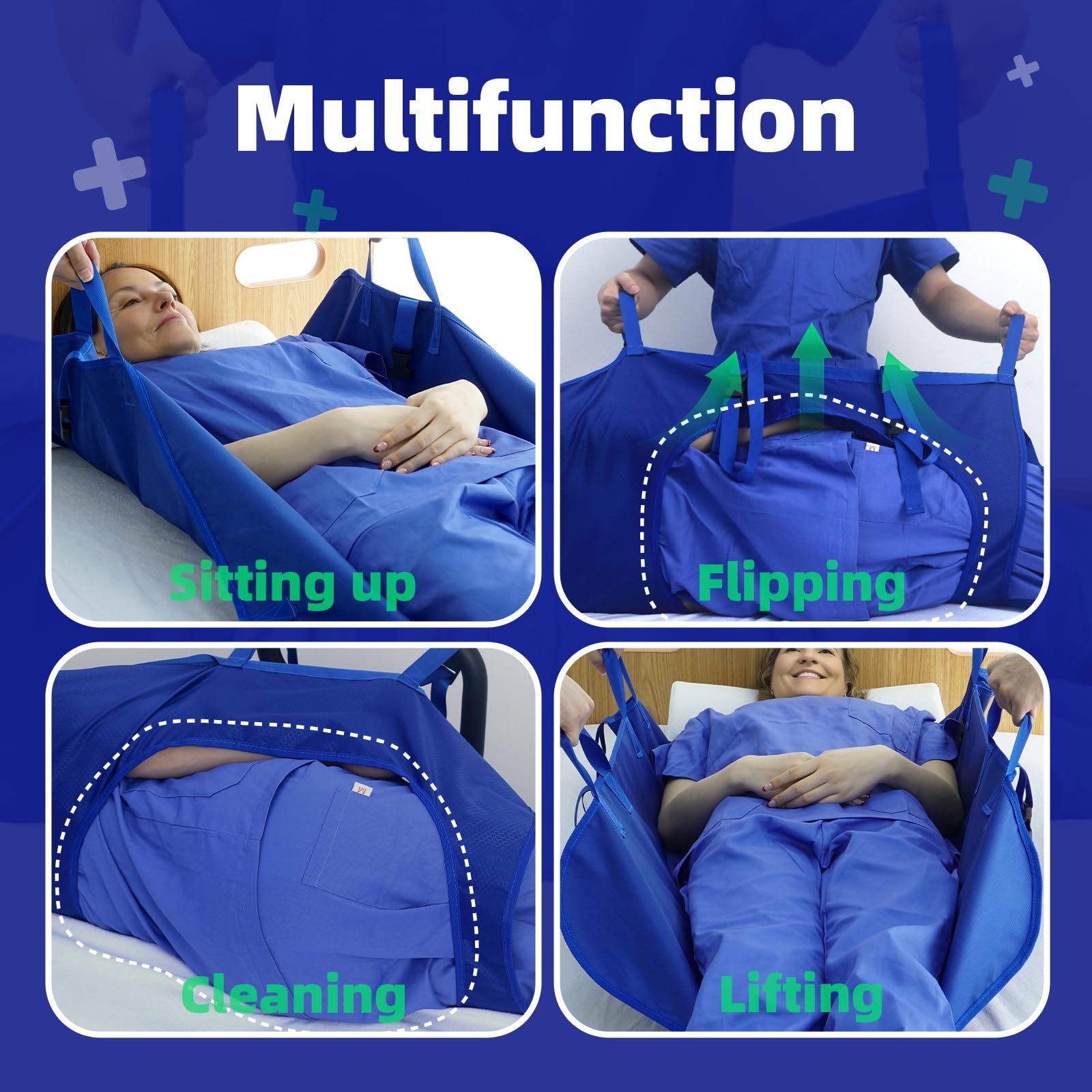 OISNSOIN Positioning Bed Pad with Reinforced Handles 31 x 29 Incontinence Mattress Bedding for Body Lifting, Turning,Repositioni
