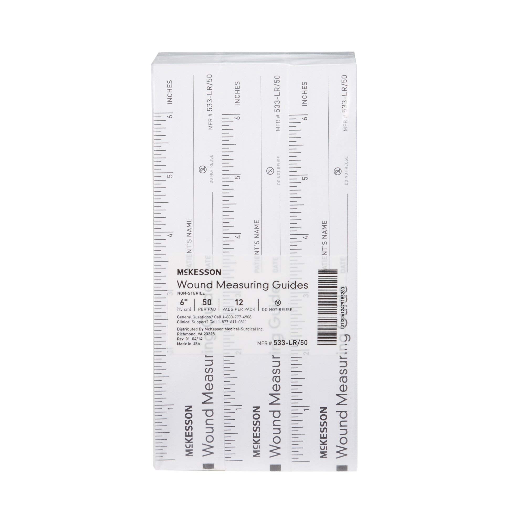 McKesson Wound Measuring Guide Ruler, Non-Sterile, Paper, 6 in, 50 count