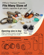 Piffny Titanium Torpedo Adjustable-Length Waterproof Keychain Pill Holder Medicine Fob for Travel and Everyday Assurance - Gunme