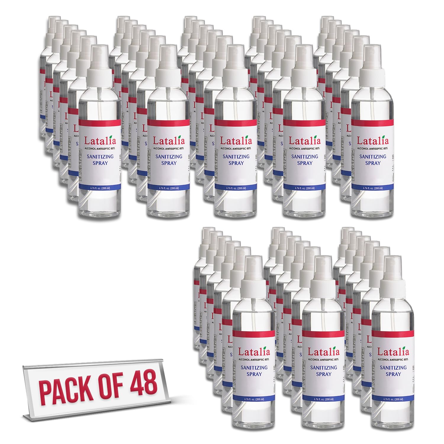 Latalia Hand Sanitizer Spray - Pack of 48 Unscented Spray Hand Sanitizer for Handsl (6.67 fl. oz)