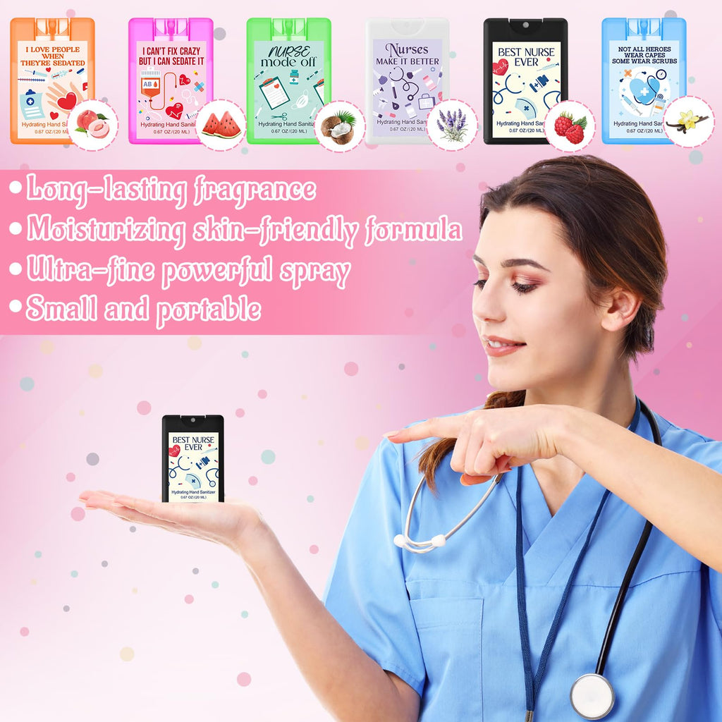 Dansib 24 Pack Nurse Appreciation Gifts Thank You Hydrating Hand Sanitizer Spray Travel Size Mini Hand Sanitizer Pocket Spray Bu
