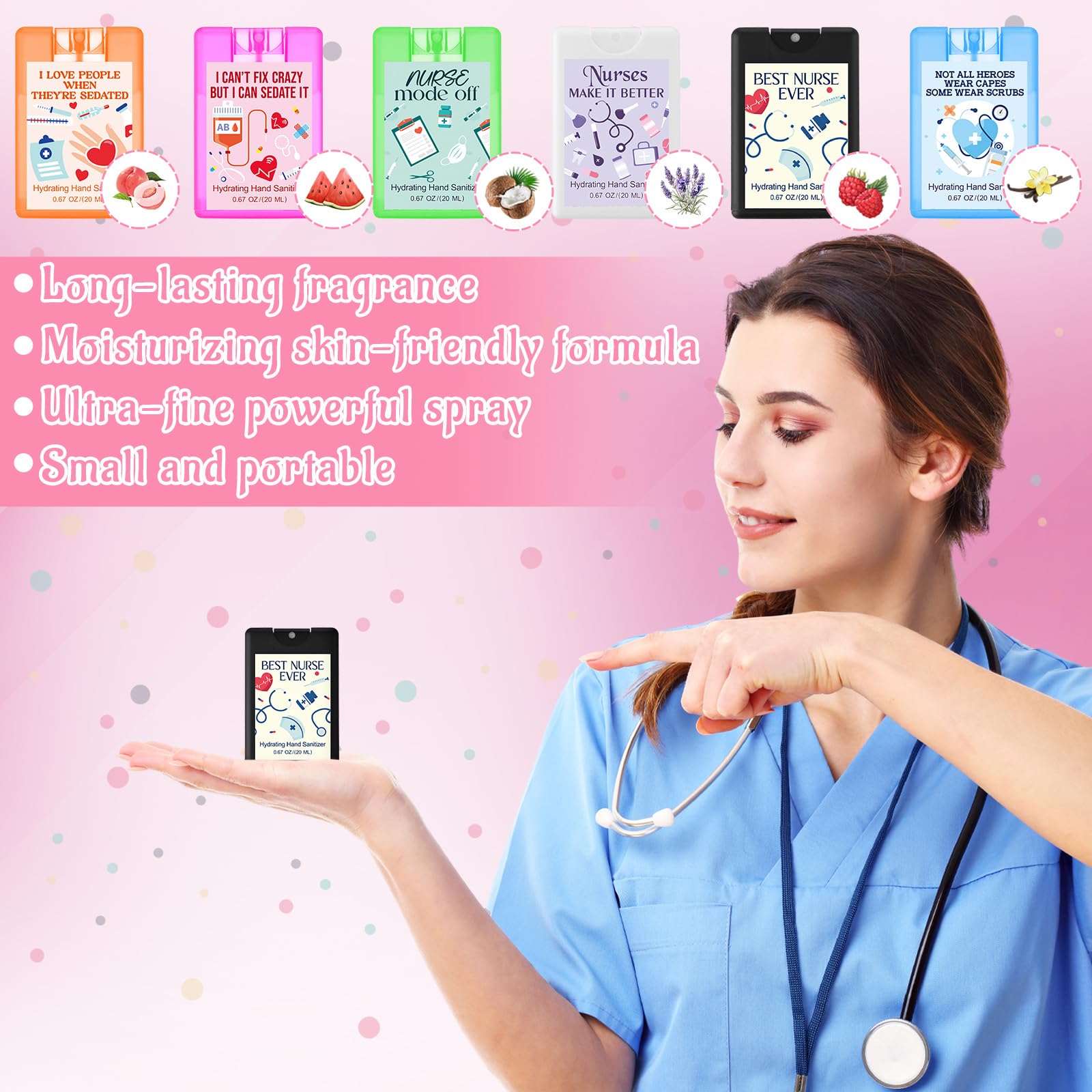 Dansib 24 Pack Nurse Appreciation Gifts Thank You Hydrating Hand Sanitizer Spray Travel Size Mini Hand Sanitizer Pocket Spray Bu