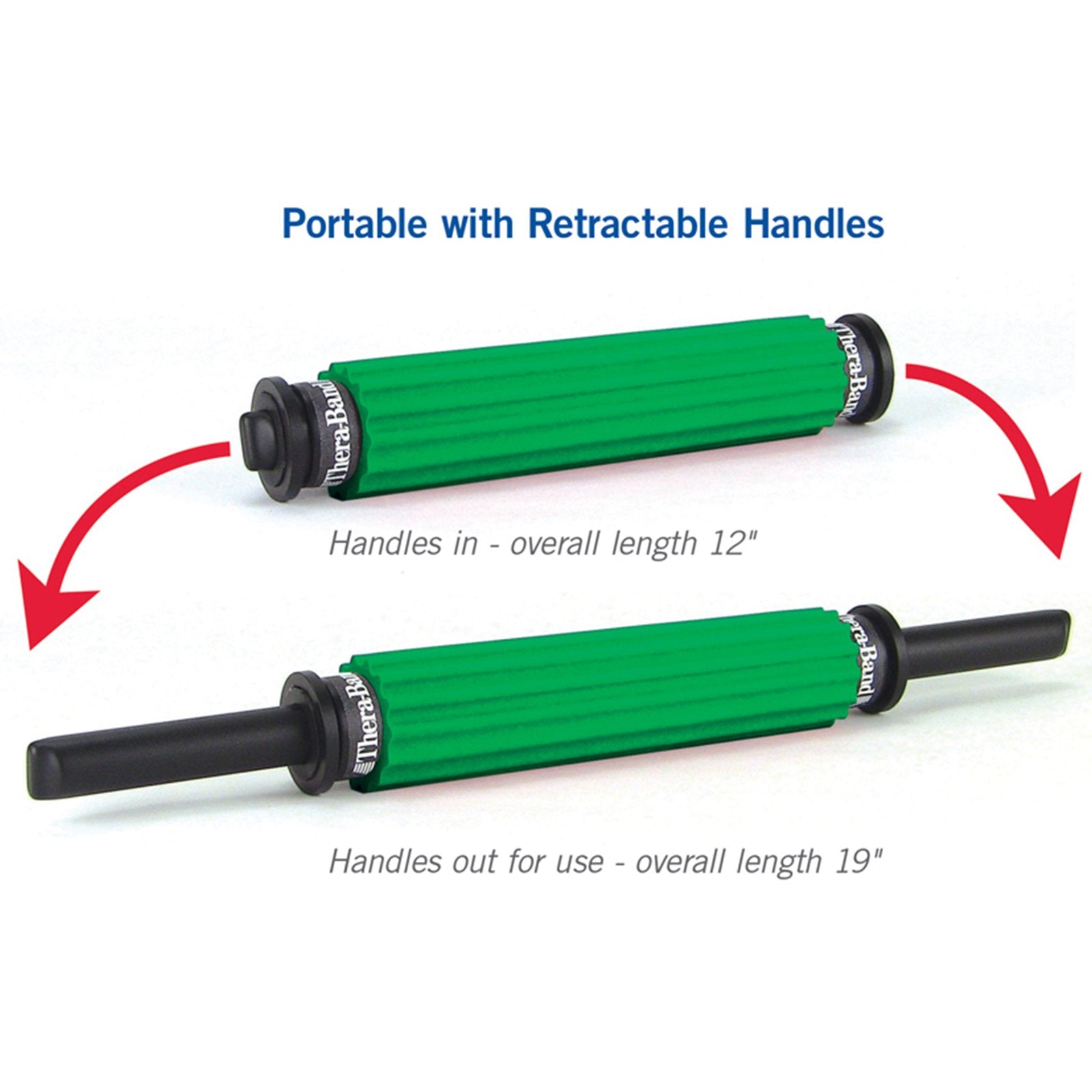 THERABAND Roller Massager +, Portable Muscle Rolling Stick with Retractable Handles for Self-Myofascial Release, Deep Tissue & T
