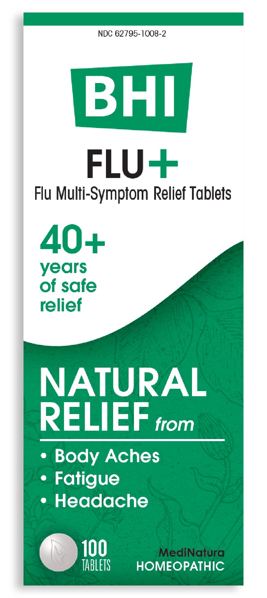BHI Flu + Cold Multi-Symptom Relief Natural Safe Non-Drowsy Remedy 11 Targeted Homeopathic Active Ingredients for Body Aches, Fa