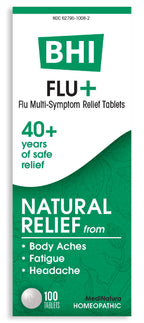 BHI Flu + Cold Multi-Symptom Relief Natural Safe Non-Drowsy Remedy 11 Targeted Homeopathic Active Ingredients for Body Aches, Fa