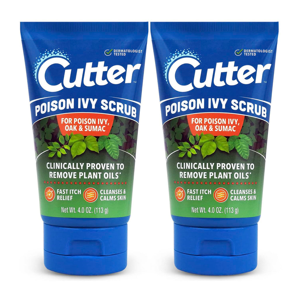 Cutter Poison Ivy, Oak, and Sumac Scrub - Fast Itch Relief, Gentle Cleansing, Natural Exfoliation for Soothing Skin Care, Fragra