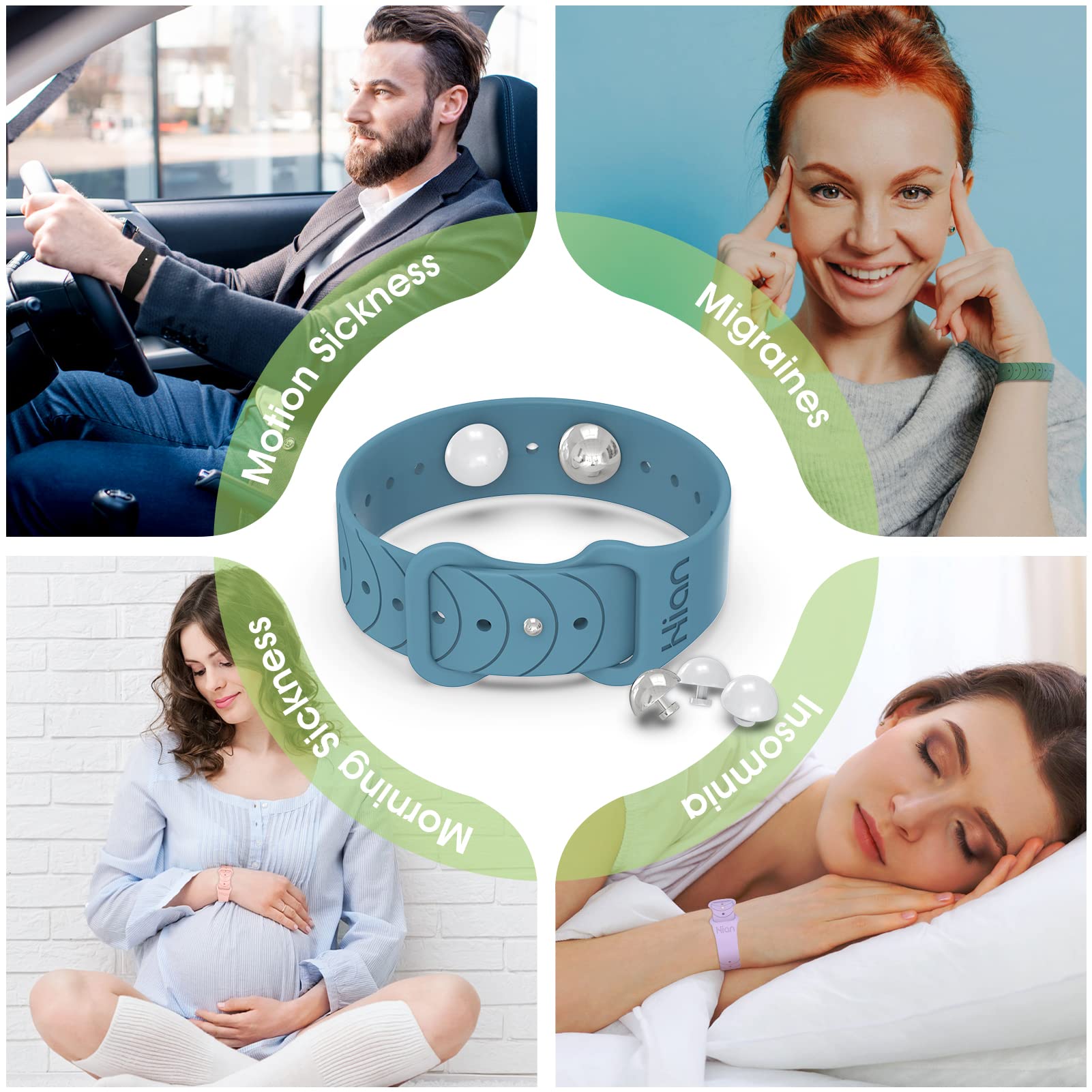 Motion Sickness Bands Anti Nausea Acupressure Wristband Sea Sickness Wristbands Nausea Bands(3Pairs-Black+Purple+Transparent)