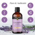 Avatra Lavender Essential Oil 100ML (3.38 OZ) with Glass Dropper and Travel Bottle, Pure and Natural Therapeutic Grade Lavender