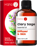 Hana Clary Sage Essential Oil (1 Fl Oz) Clary Sage Oil for Skin, Diffuser, Hair and Aromatherapy - Sweet, Herbaceous Scent