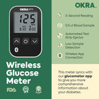 OKRA PRO Blood Sugar Monitor Kit - 5s Fast Glucose Results, No Coding, Strip Ejection, App for Tracking, 25 Test Strips, Home Di