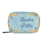 Custom Pill Box 7 Day Pill Case Bag Blue Yellow Flower Personalized Name Travel Pill Organizer Bag with Zipper Portable Weekly C