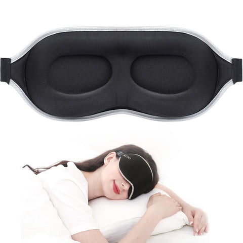 MZOO Luxury Sleep Mask for Back and Side Sleeper, Completely Block Out Light Sleeping Eye Mask for Women Men, Zero Eye Pressure 