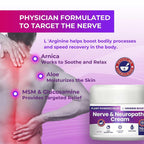 Nerve and Neuropathy Cream - Plant Powered Relief for Foot, Hands, Legs, Toes Includes 7grams of LArginine; Vitamin B6, Arnica,