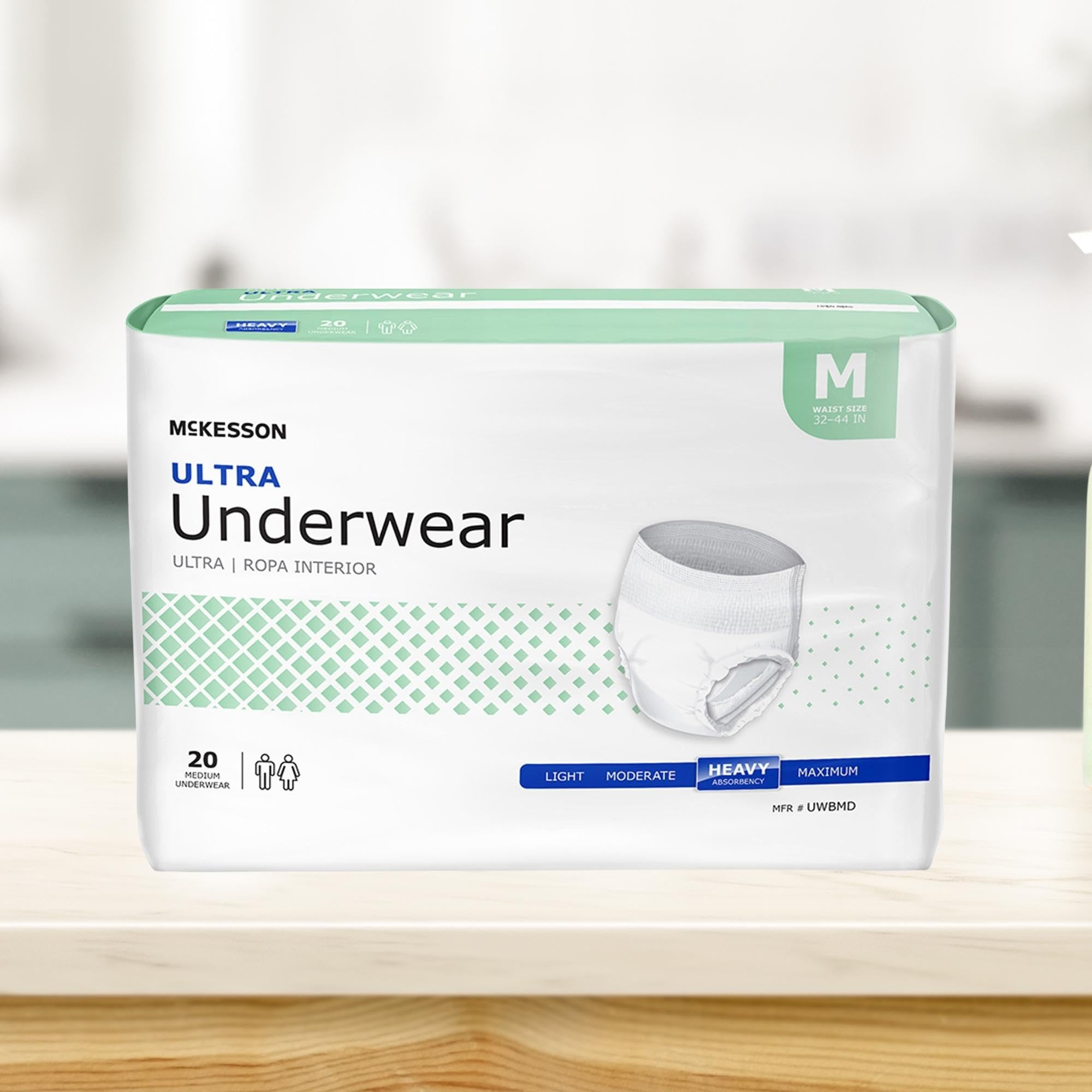 McKesson Ultra Adult Incontinence Underwear, [80 Count], Heavy Absorbency, Medium, 32-44 in. Unisex Bladder Leak Protection, Pul