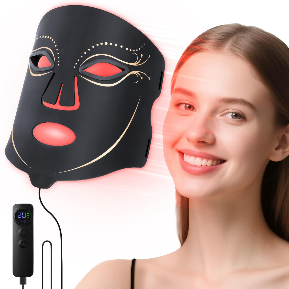Morfone Red Light Therapy Mask for Fcae,4 Modes, Infrared Skin Care Device