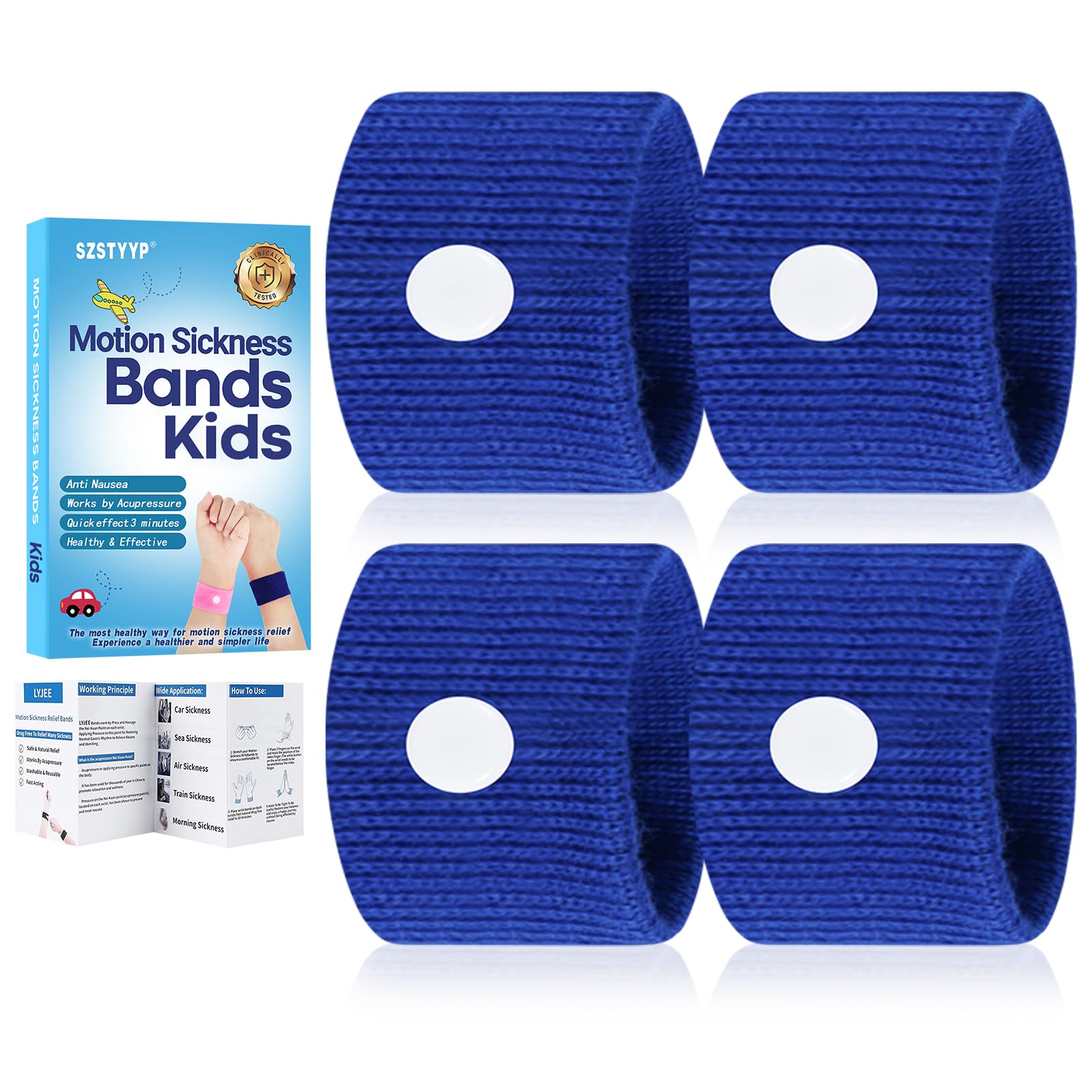 SZSTYYP Motion Sickness Bands for Kids, Travel Sickness Relief Wristbands, Anti-Nausea Wristbands for Morning Sickness
