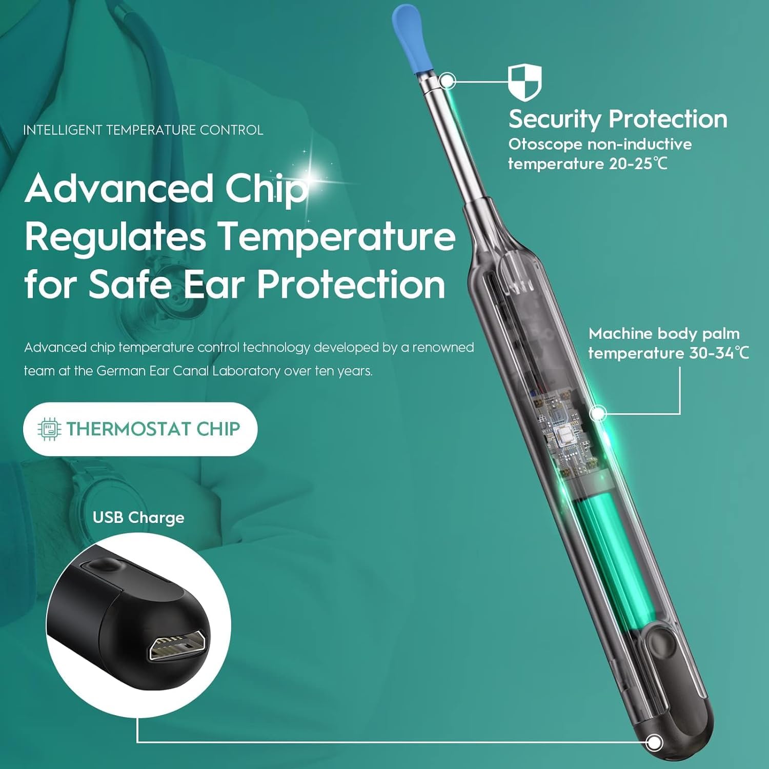 Earwax Camera Ear Camera Otoscope Cleaner, Oxbird 1080P Wireless Ear Wax Removal Kit Smart Ear Cleaner with Camera and Light for