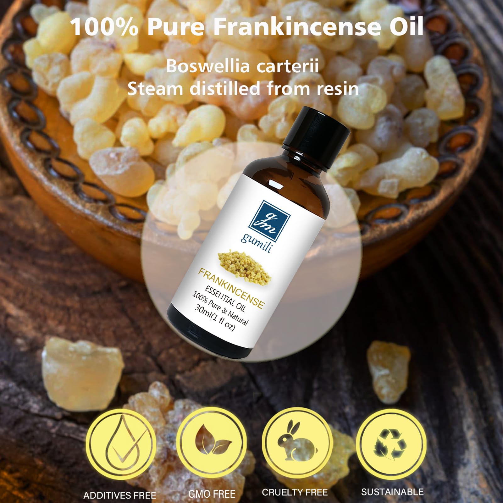 GM Gumili Frankincense Essential Oil, 100% Pure, 30ml, Aromatherapy