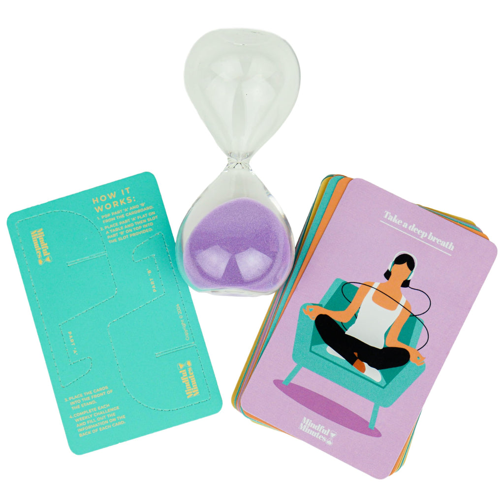 Gift Republic Mindful Minutes Meditation Cards and 5 Minute Sand Timer Calming Meditation Gift Mindfulness Self-Care Affirmation