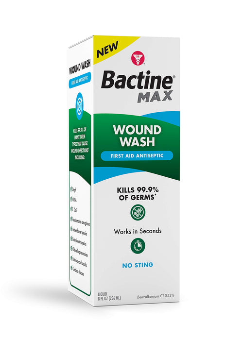 Bactine MAX First Aid Wound Wash - Antiseptic Liquid Kills 99.9% of Germs - Infection Protection for Minor Cuts, Scrapes, and Bu
