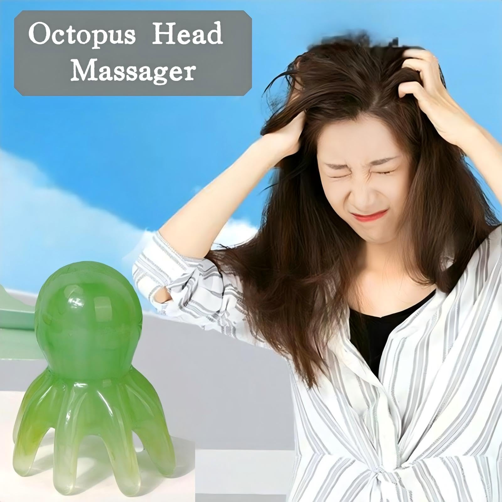 KINTEGOOD Large Size Octopus Head Massager Scalp Scratcher Deep Massage Tools, 8 Tentacles Acupressure Gua Sha Manual Body Massa