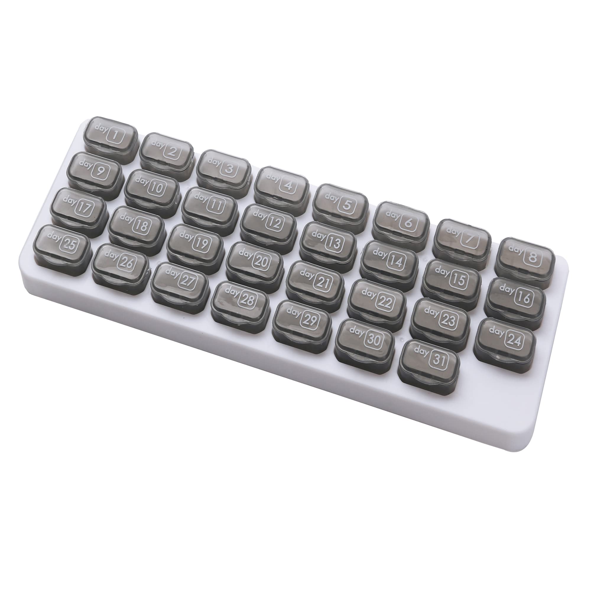 UHZBTEC Monthly 31 compartments Pill Organizer Day Pill Organizer for Medicine Vitamin Holder Container (Grey)