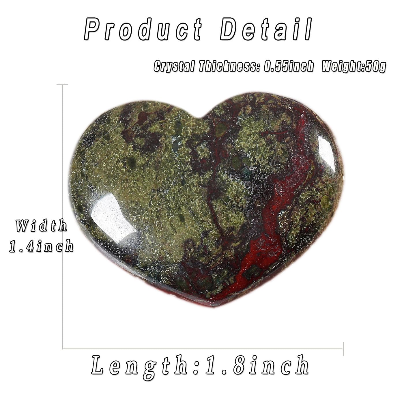 MAIBAOTA 45 mm Bloodstone Crystals Stones Heart Love Crystal Valentines Gifts for Herfriend Wife Palm Stone Reiki Crystal Gemsto
