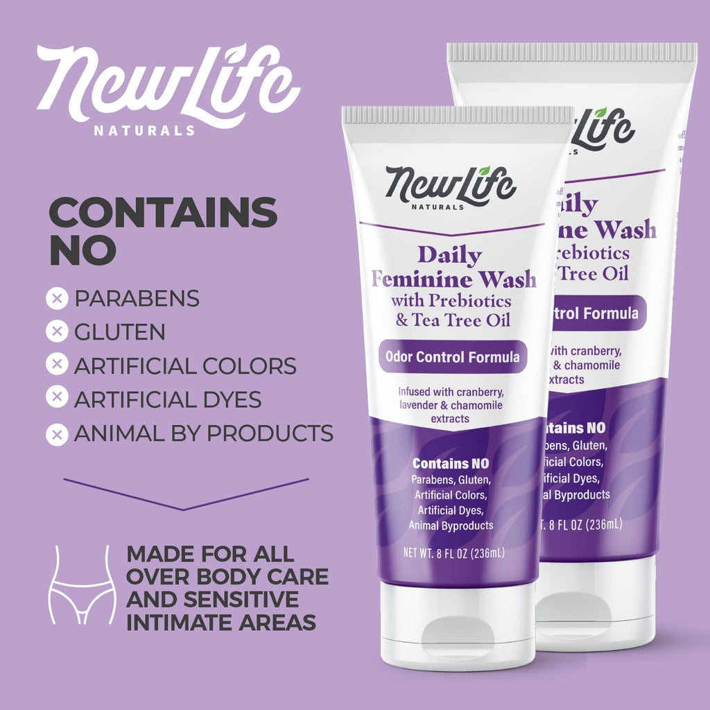 NewLife Naturals Daily Feminine Wash for pH Balance and Odor Control for Feminine Hygiene Intimate Wash for Women - With Prebiot