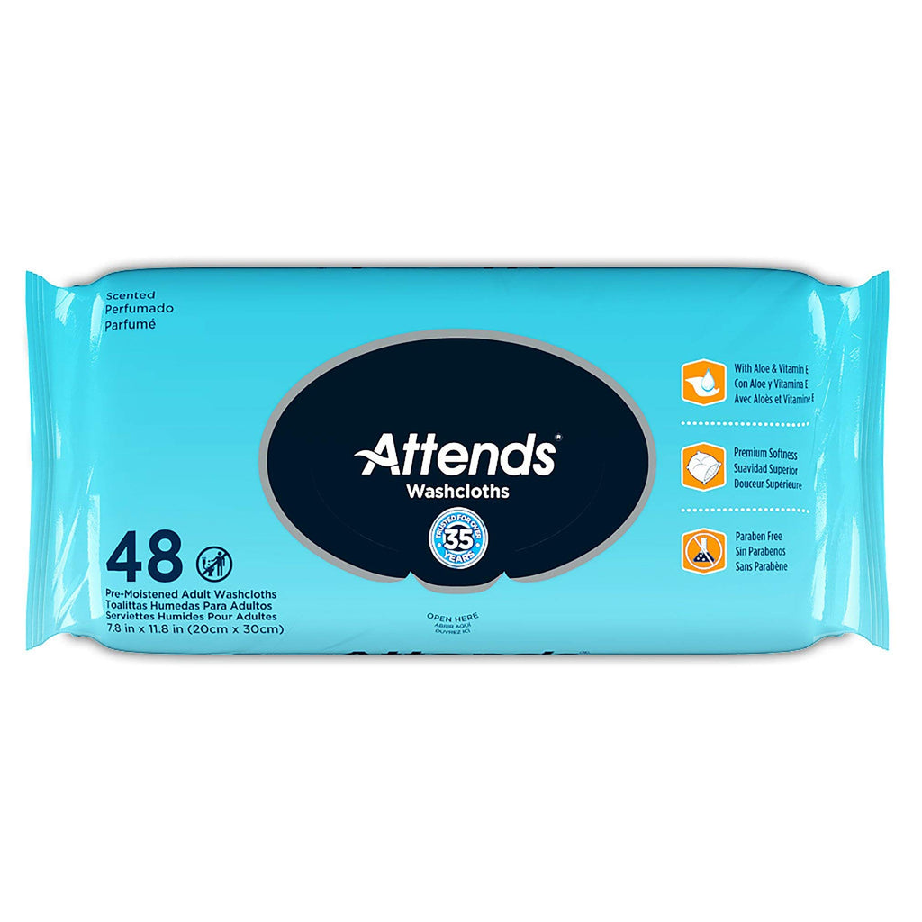 Attends Washcloths Convenience Pack 48 Washcloths Per Package.