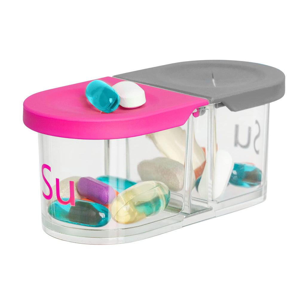 Sagely Smart XL Weekly Pill Organizer - 7 Day Pill Box 2 Times a Day with Free Reminder Alarm App (Large Enough to Fit Fish Oil,