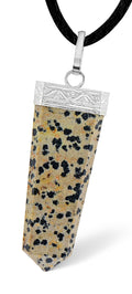 Sugandha Wellness Dalmatian Jasper Healing Crystal Necklace - Gemstone Pendant for Inner Peace, Focus & Stability. Jewelry Gift 