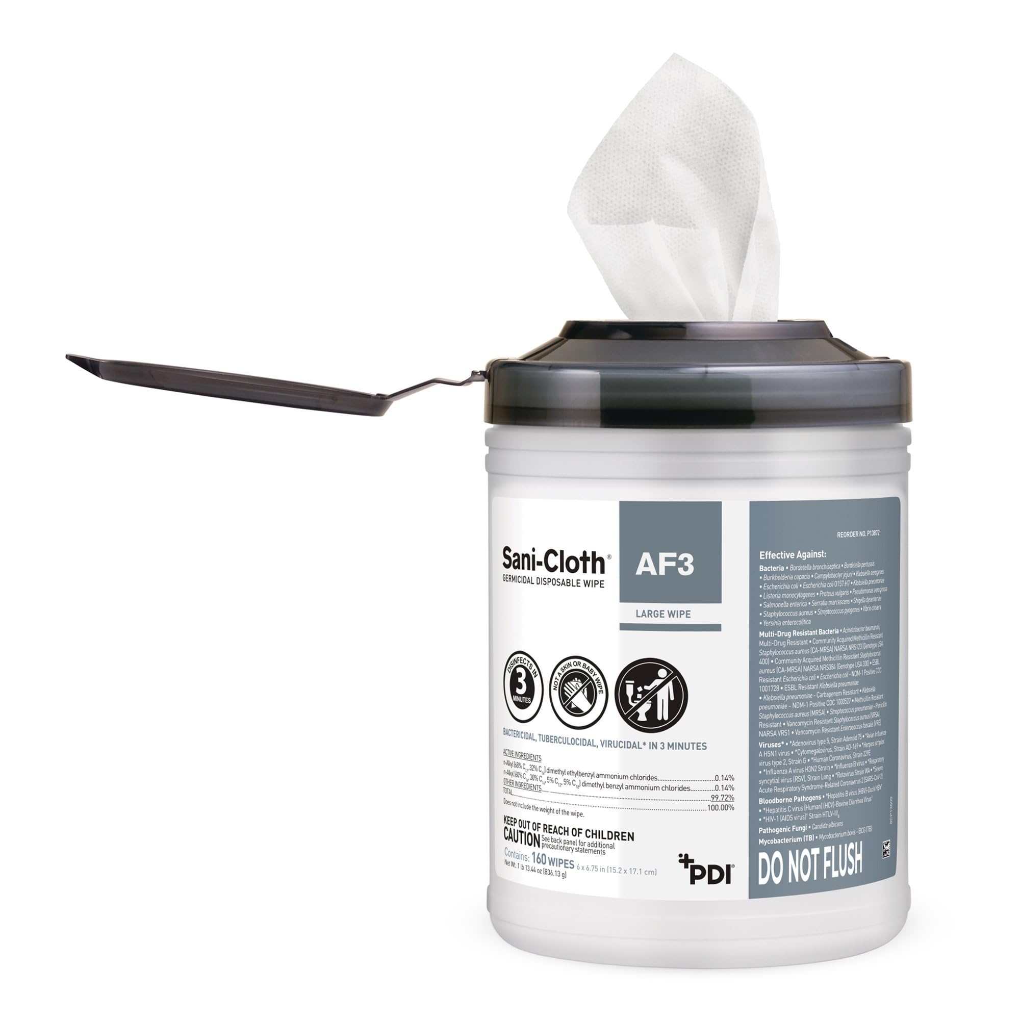 Sani-Cloth AF3 Germicidal Disposable Wipe - Pre-Moitened Surface Disinfecting Wipes, Unscented, Alcohol-Free - Large Canister, 6